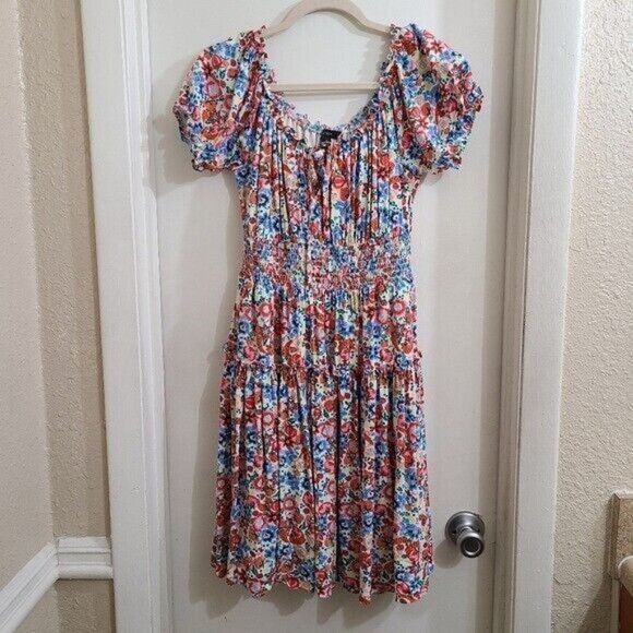 J. Crew Dresses & Skirts - J. Crew Womens Floral Multi-Colored Smocked Midi Dress Size 0